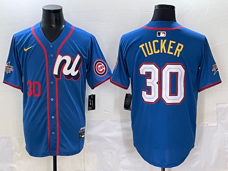 Men 2025 Chicago Cubs 30 Tucker Blue All star Nike MLB Jersey style 3